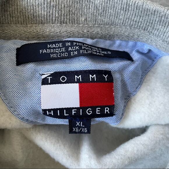Tommy Hilfiger Y2K Flag Sweatshirt Embroidered Cotton Blend Gray XL GUC - Picture 5 of 10